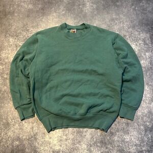 Vintage Green Crewneck Sweatshirt Mens Large Fruit of the Loom Heavy Cotton